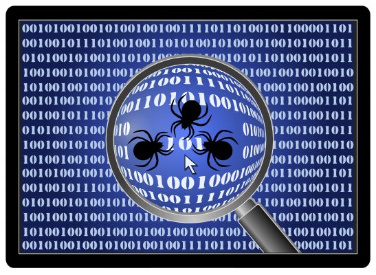 registry reviver registry software review magnifying glass over blue display with binary code 0 and 1 black bugs 